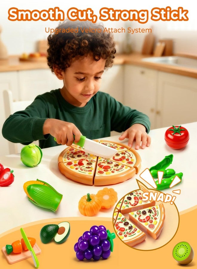 Fiderix 120 PCS Safe Durable Play Food Set for Kids Kitchen with Fruits, Veggies, Meat, 2 Baskets and Mat - Educational Pretend Toys for Boys and Girls Ages 3 4 5, Perfect Christmas and Birthday Gift - Image 2